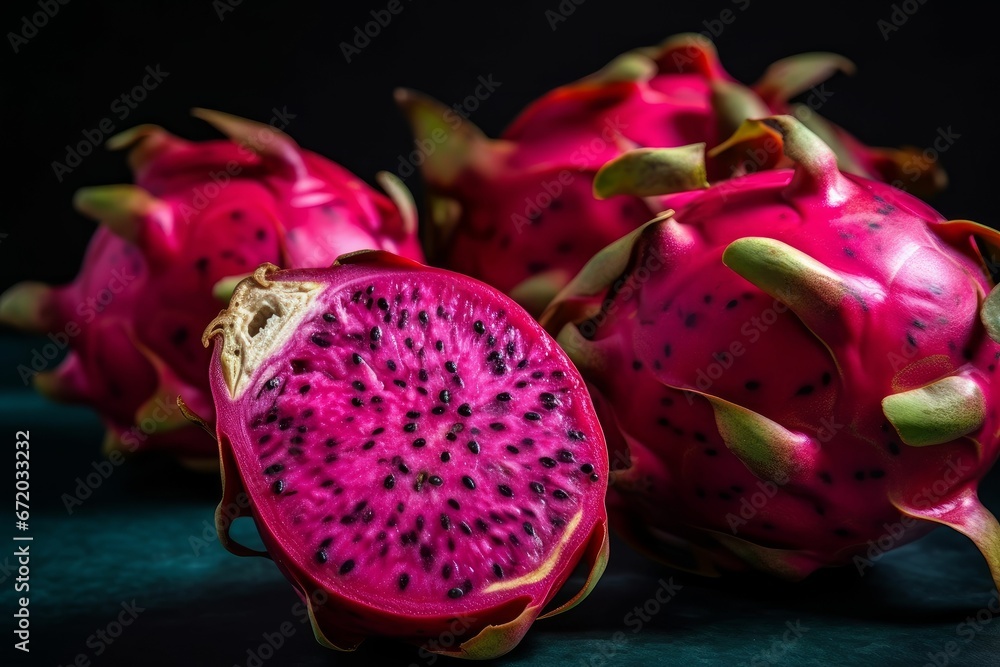 AI generated illustration of fresh ripe dragon fruit