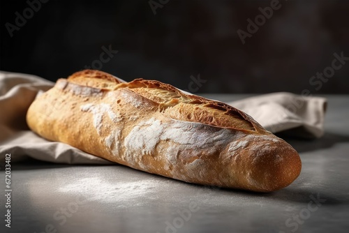 AI generated illustration of a loaf of bread resting on a white background