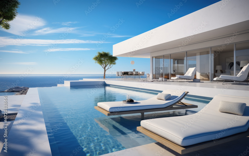Super luxurious house with swimming pool and terrace in modern design. Super luxurious house with swimming pool and terrace in modern design.