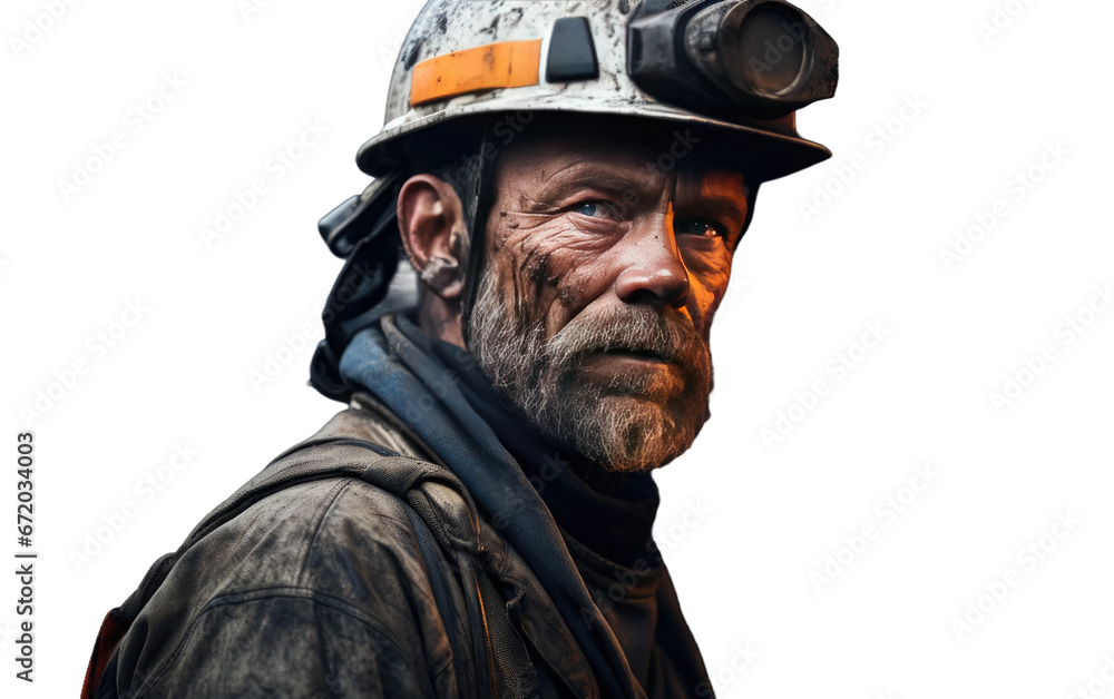 Underground Grit The Story of a Male Worker in a Coal Mine on White or PNG Transparent Background. Underground Grit The Story of a Male Worker in a Coal Mine on White or PNG Transparent Background.