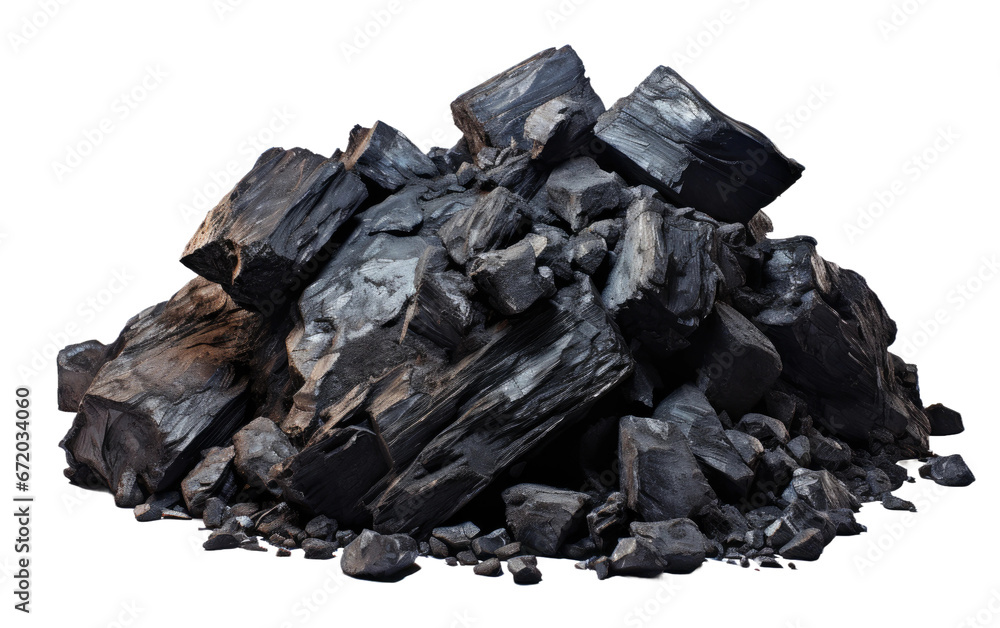 Black Gold Exploring the World of Coal on White or PNG Transparent Background.