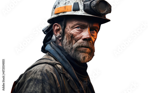 Underground Grit The Story of a Male Worker in a Coal Mine on White or PNG Transparent Background.