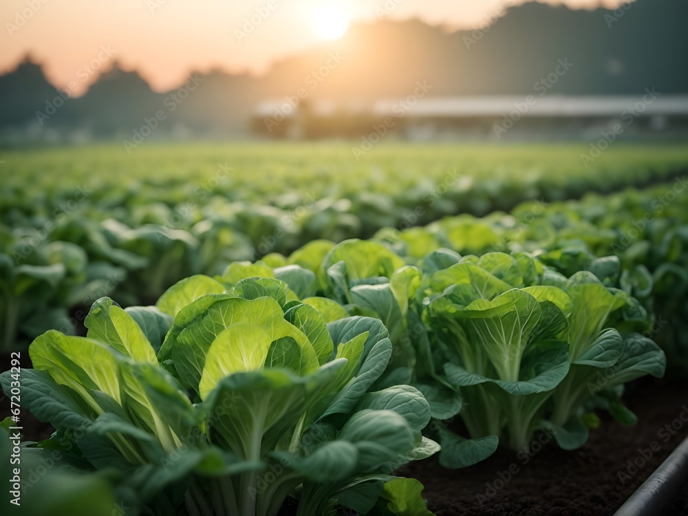 Organic hydroponic vegetable farm in the morning, stock photo Organic hydroponic vegetable farm in the morning, stock photo