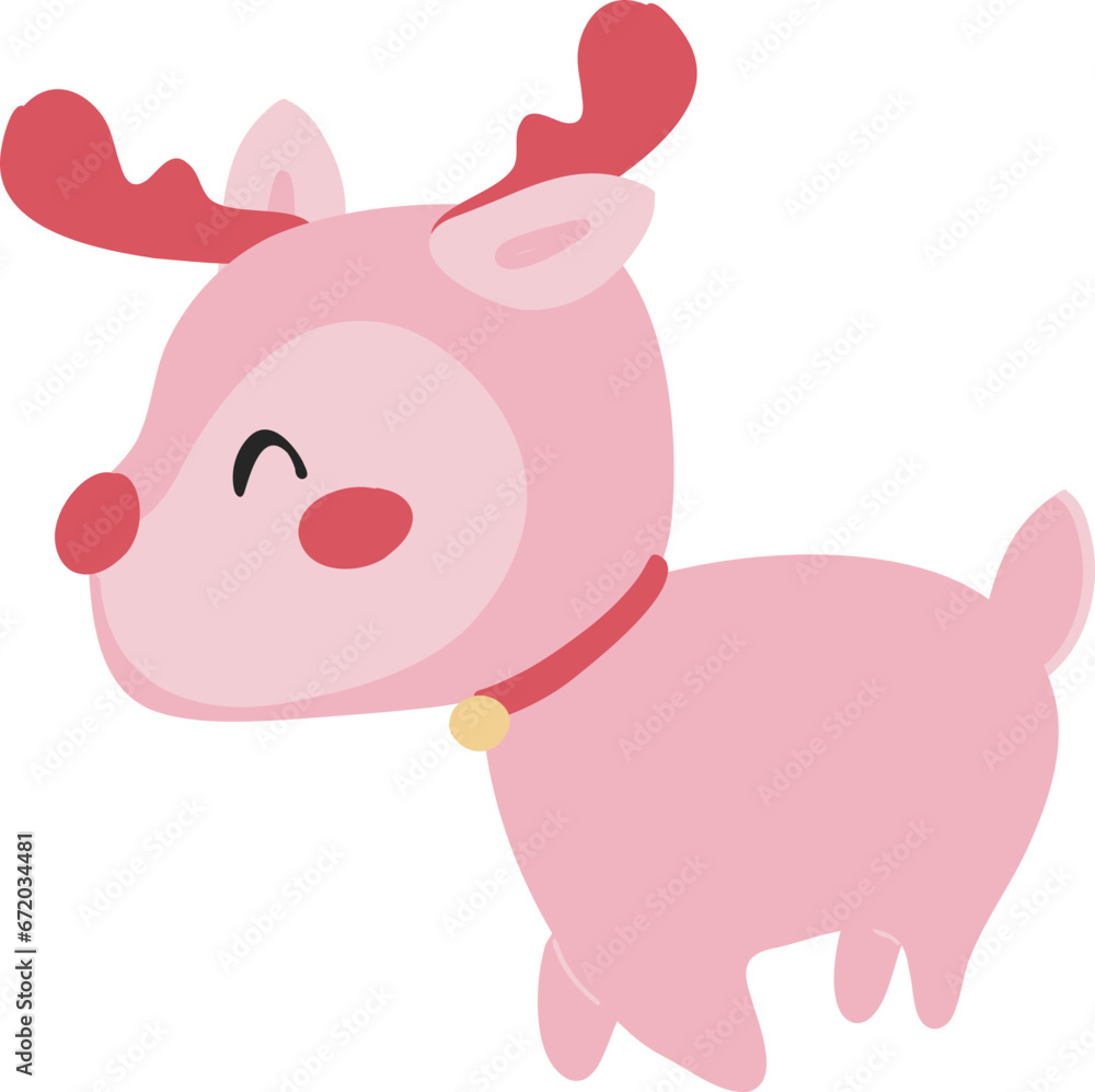 Fototapeta premium Pink Reindeer Christmas Illustration stickers