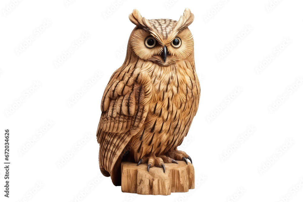 Fototapeta premium wooden owl on isolated transparent background