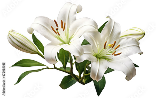 Elegant Blooms Exploring the Enchantment of Lily Flowers on White or PNG Transparent Background. © Muhammad