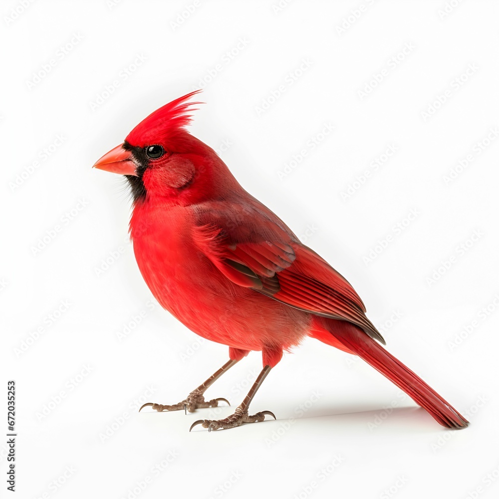 Fototapeta premium AI generated illustration of a red cardinal on a white backdrop