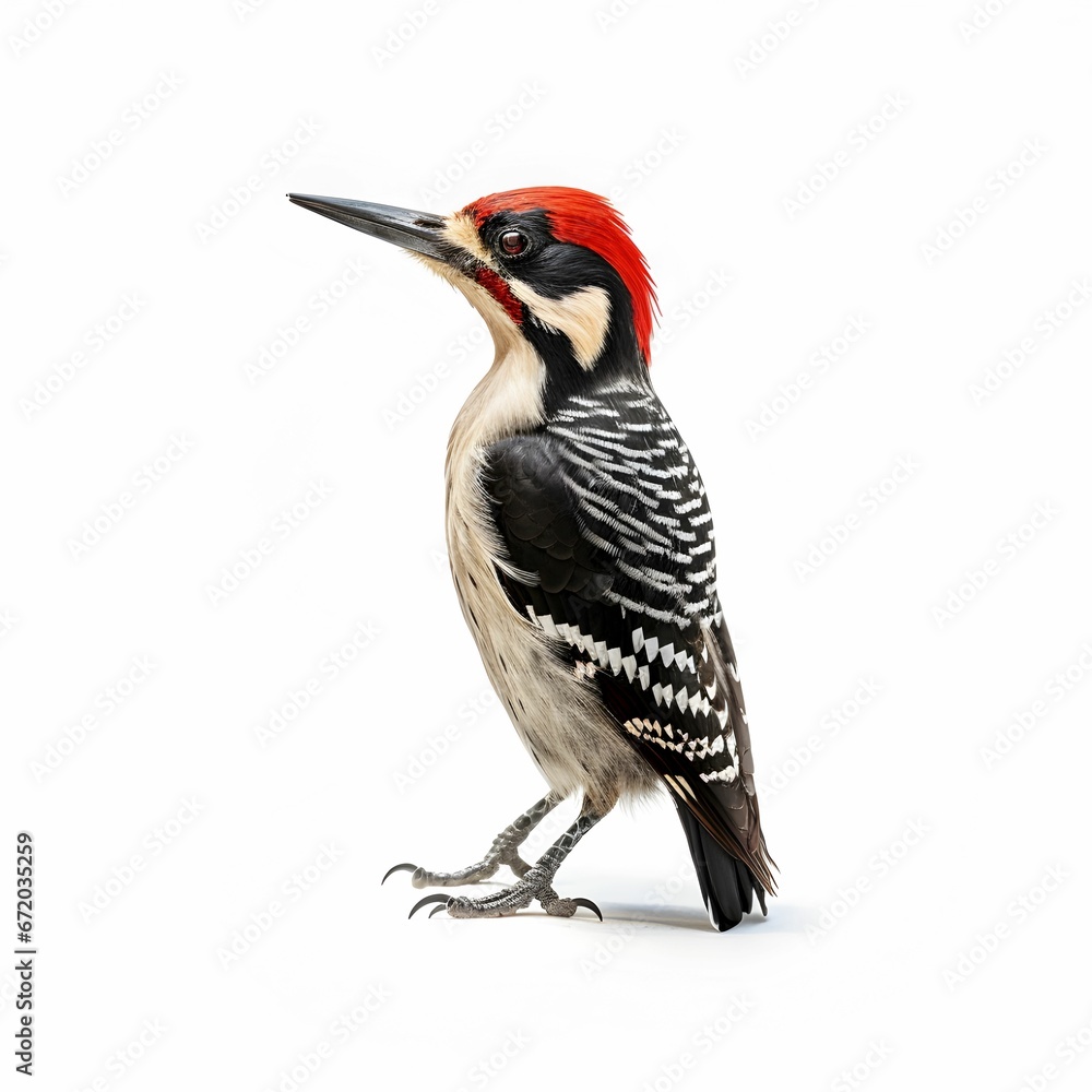 Obraz premium AI generated illustration of a woodpecker on a white backdrop