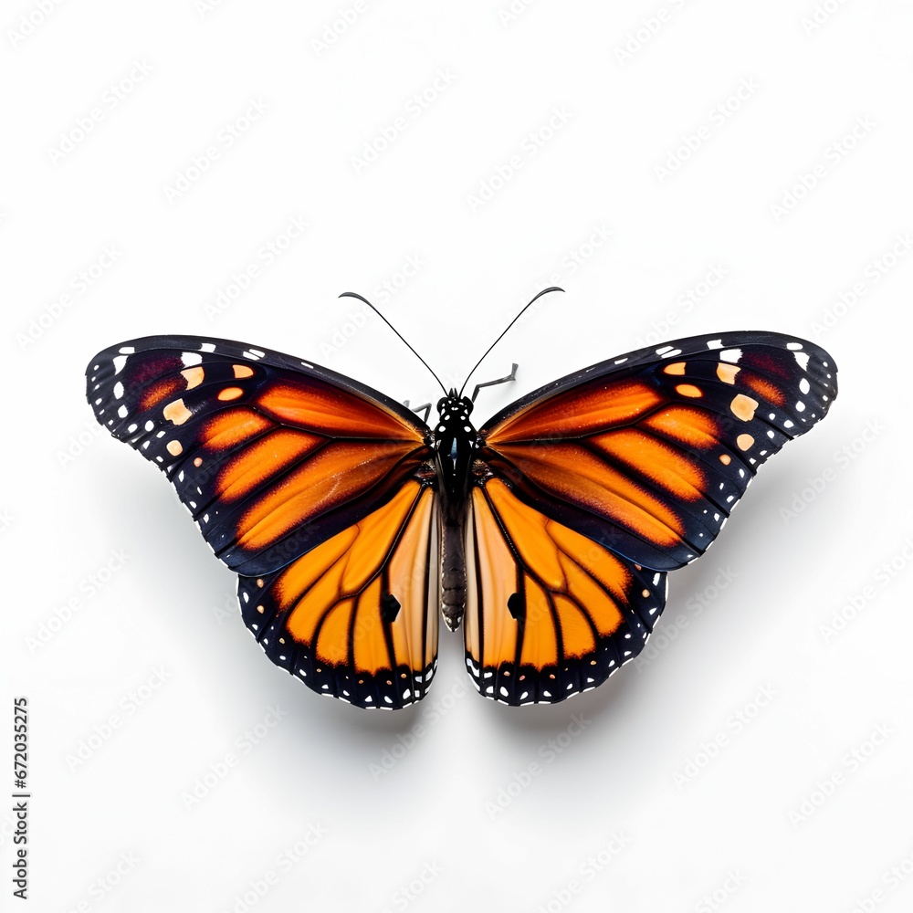 Fototapeta premium AI generated illustration of a monarch butterfly on a white background