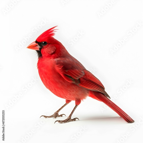AI generated illustration of a red cardinal on a white backdrop