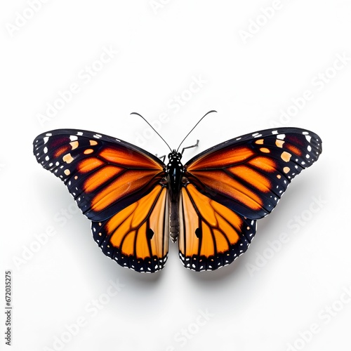 AI generated illustration of a monarch butterfly on a white background © Wirestock
