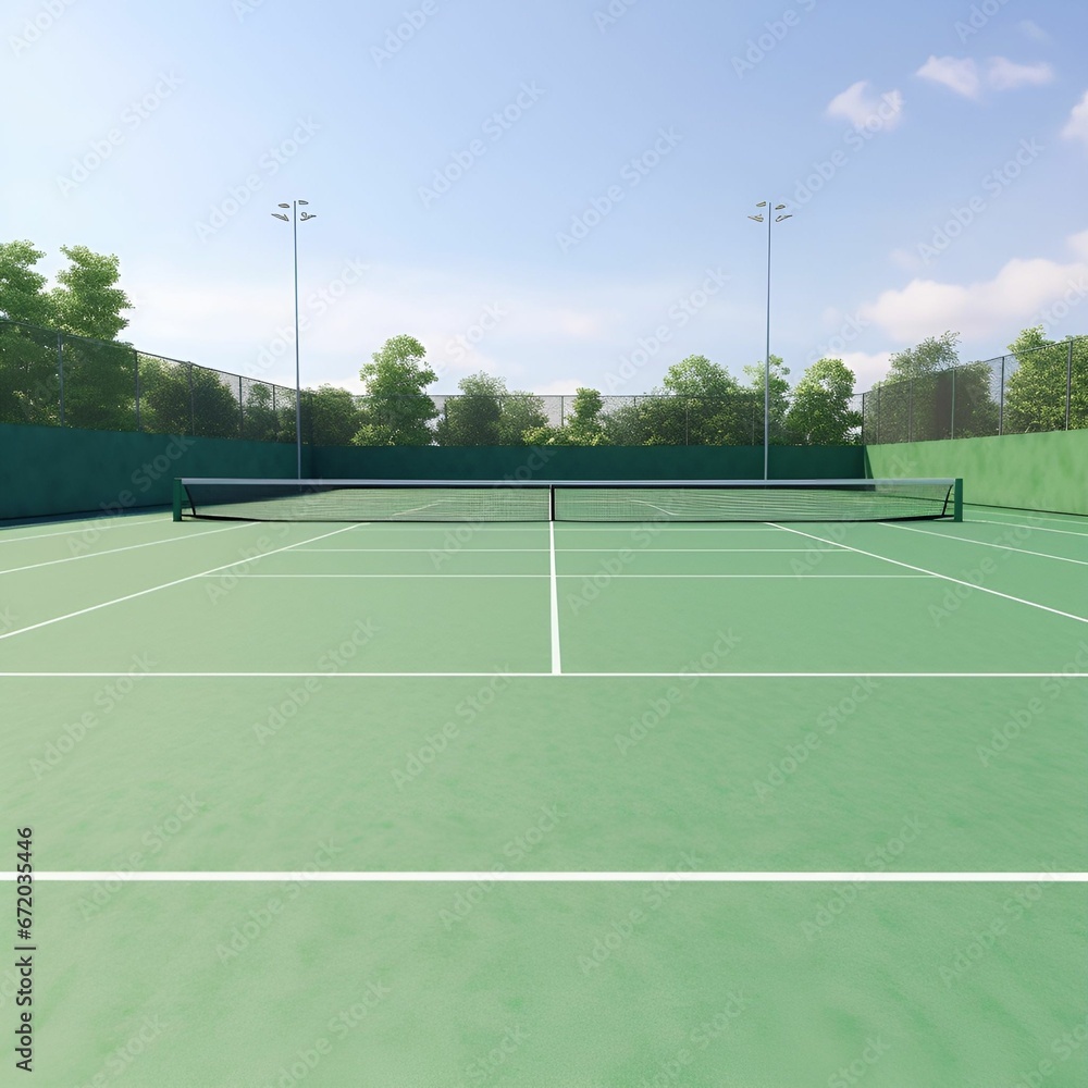 AI generated illustration of an outdoor tennis court