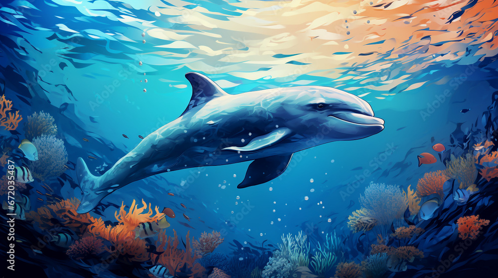 Obraz premium Oceanic Dolphin Encounter