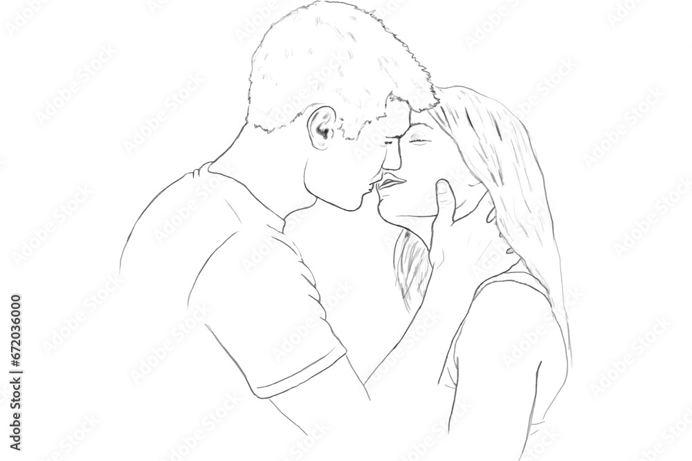 Digital png illustration of couple kissing on transparent background