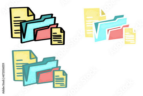 Digital png illustration of folders with documents on transparent background