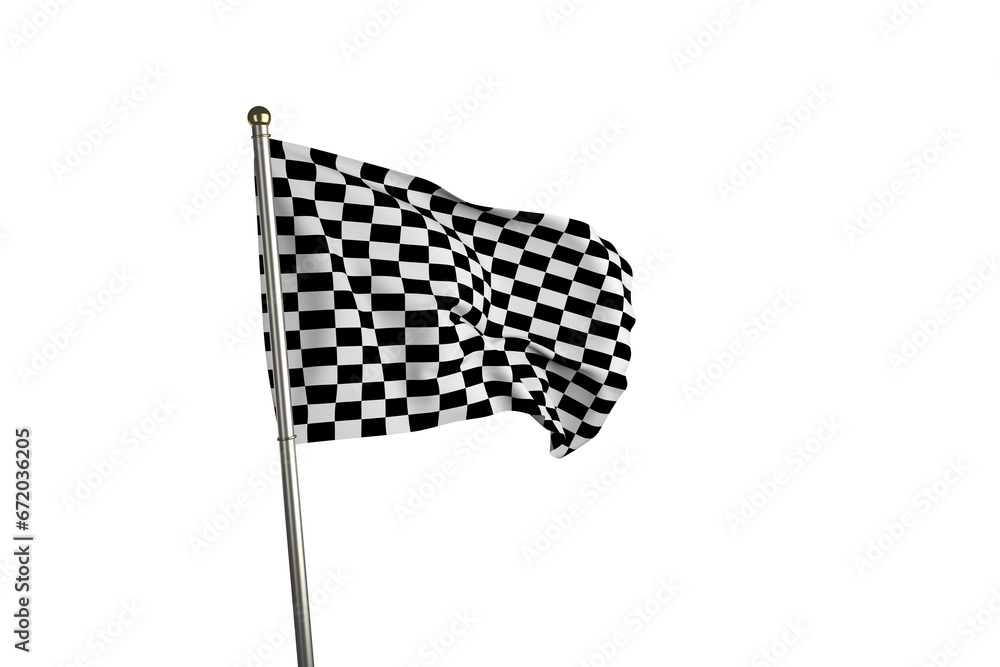Naklejka premium Digital png illustration of black and white racing flag on transparent background