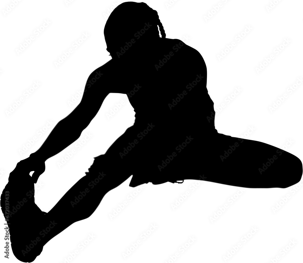Digital png silhouette image of woman stretching on transparent background Digital png silhouette image of woman stretching on transparent background