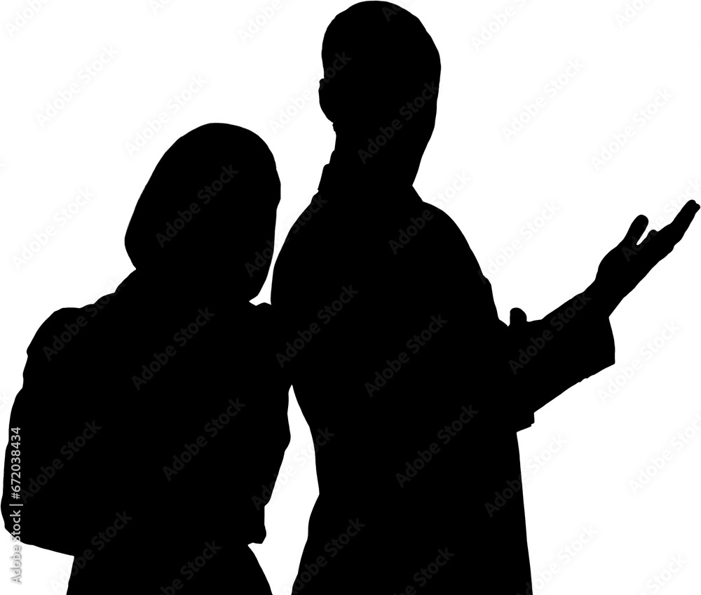 Digital png silhouette image of businessman and businesswoman on transparent background