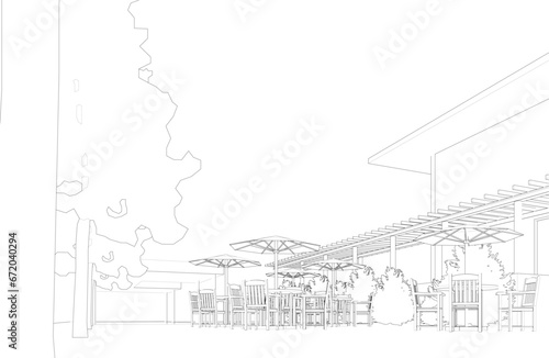 3D illustration of coffee shop