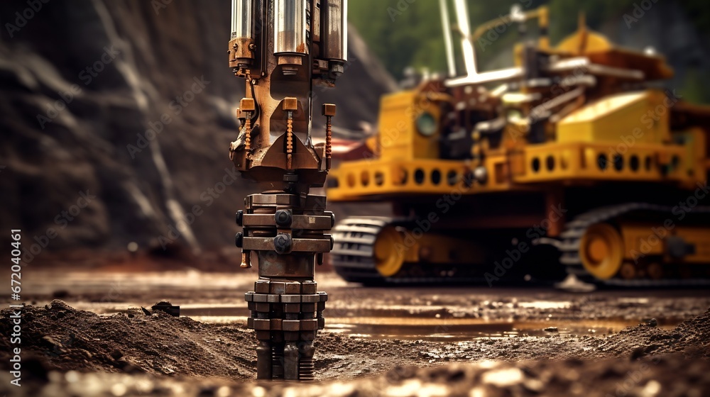 Close up of well drilling rig boring dowin into the earth. : Generative AI