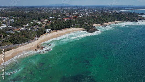 Scenic Flynns Beach In Port Macquarie, NSW, Australia At Daytime - aerial shot photo