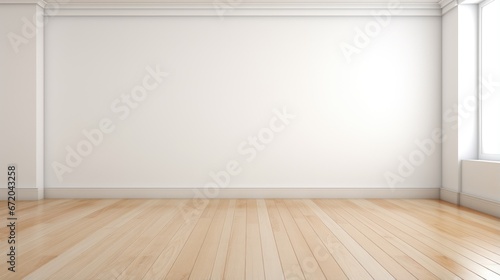 empty room wall white background for product presentation with shadow and light from windows, in the style of minimalist background, modern interior concept © Rstm