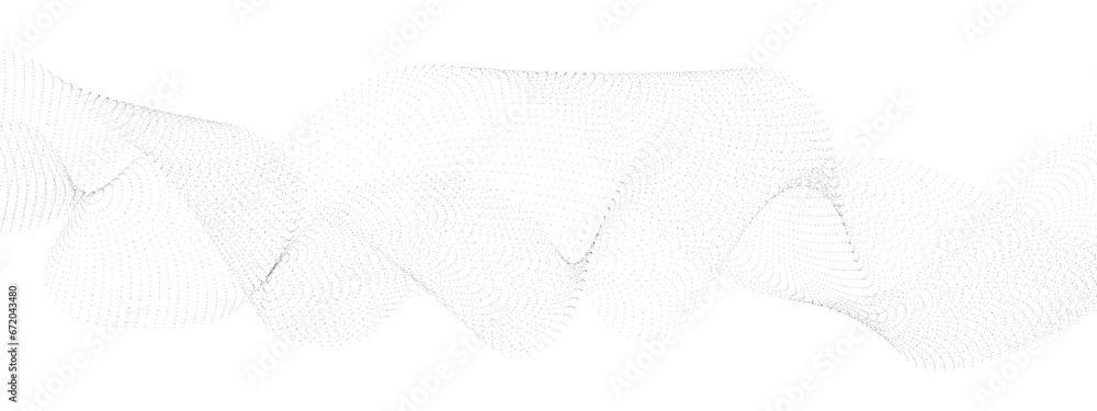 Abstract flowing dots particles wave curved lines on transparent background. Black halftone gradient smooth curve line shape background. Design for frequency sound, technology, science, banner, busine Abstract flowing dots particles wave curved lines on transparent background. Black halftone gradient smooth curve line shape background. Design for frequency sound, technology, science, banner, busine
