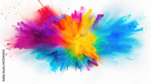 Colored powder explosion isolated on white background © Rstm