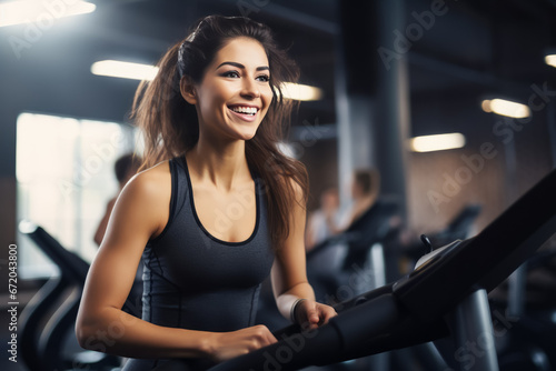 Woman doing cardio training on treadmill  working out in gym. healthy lifestyle