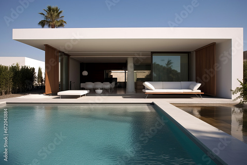 ineminimal modern. mini pool villa generative ai