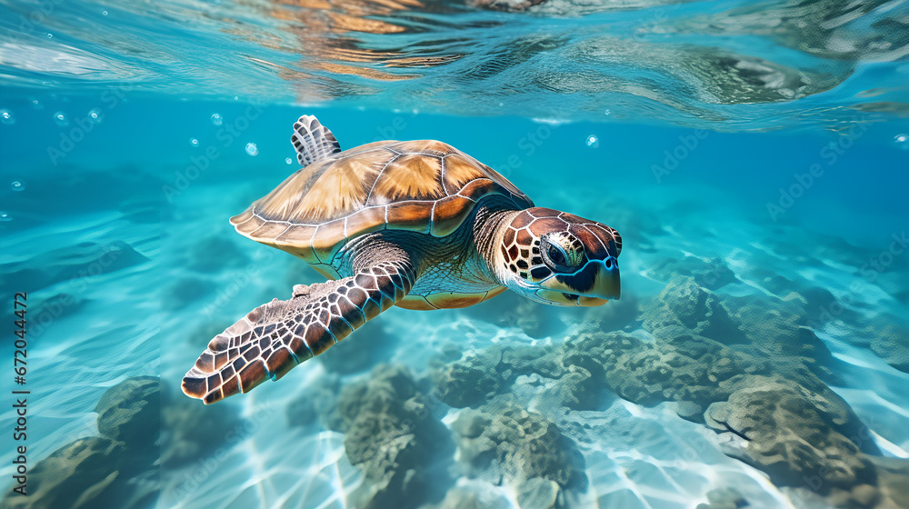 Obraz premium green sea turtle survive