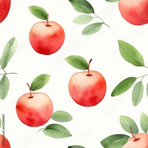Watercolor Apple Seamless Pattern Vibrant Background Design