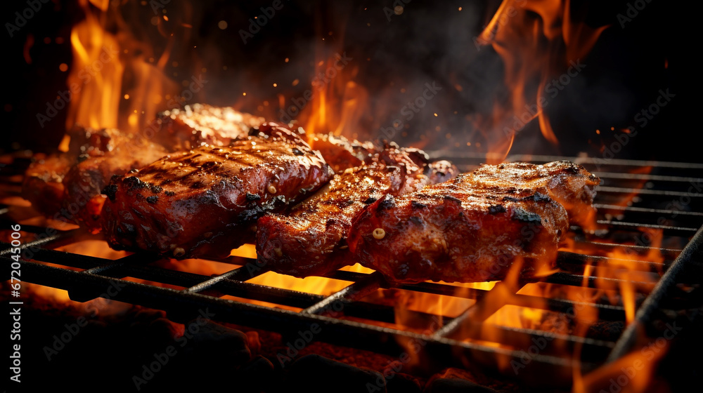 Fototapeta premium Culinary Flame-Grilled Feast