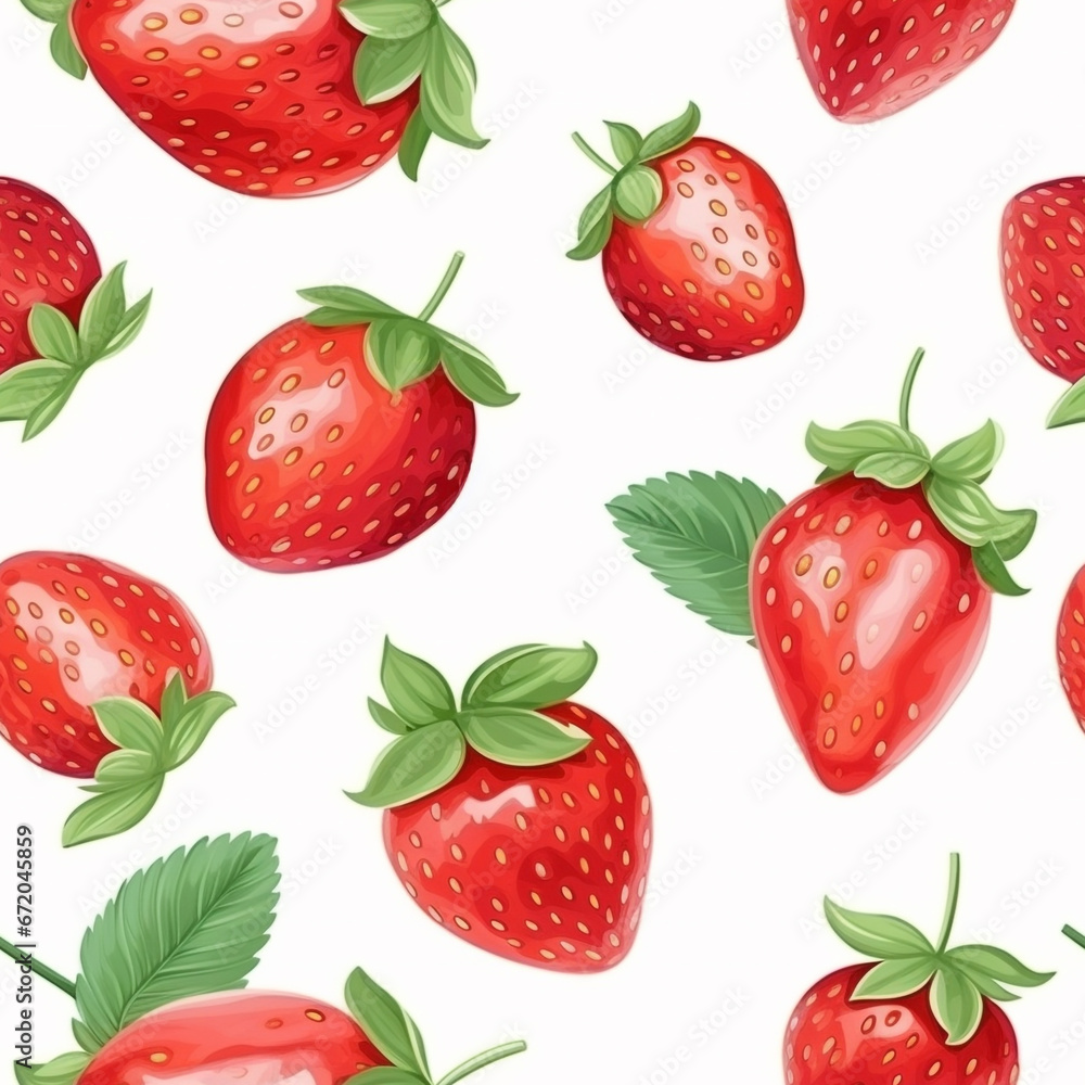 Watercolor Strawberry Seamless Pattern Vibrant Fruit Watercolor Strawberry Seamless Pattern Vibrant Fruit