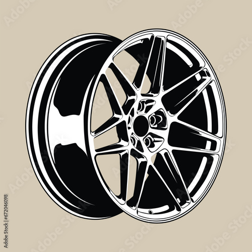 Black and White view rim vector illustration for conceptual design