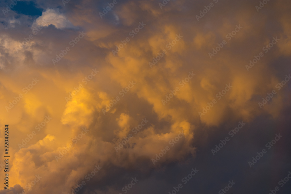 Orange stratus clouds shining above the beach and the horizon Orange stratus clouds shining above the beach and the horizon