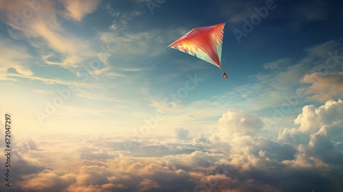 Kite flying in the sky among the clouds
 photo