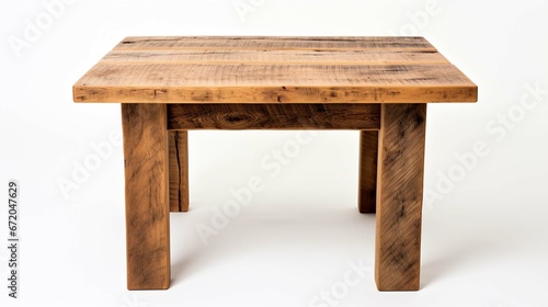 Wooden table on the white background 