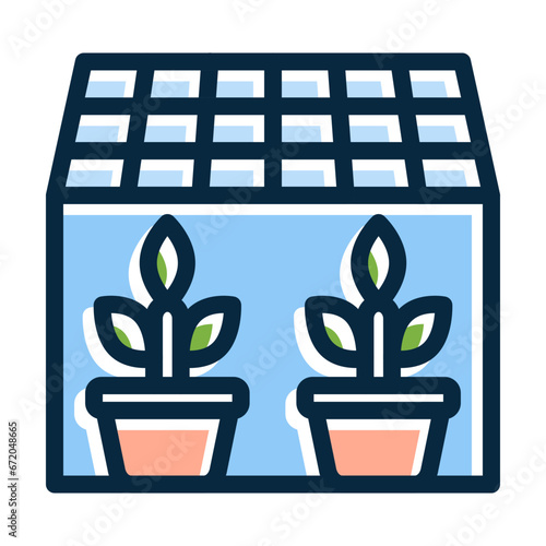 Greenhouse Vector Thick Line Filled Dark Colors
