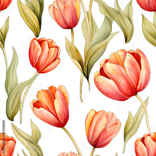 Seamless flowers illustration, created by AI. photo