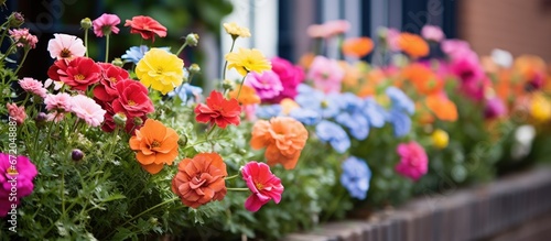 Fototapeta Naklejka Na Ścianę i Meble -  Gorgeous blossoms thriving in a city plot