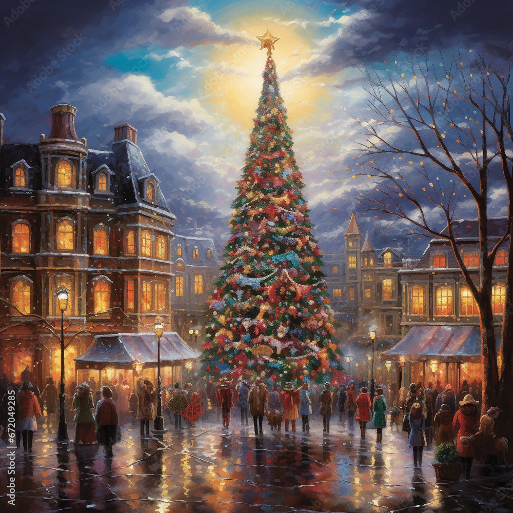 Fototapeta premium Christmas Tree Gleaming Garden 