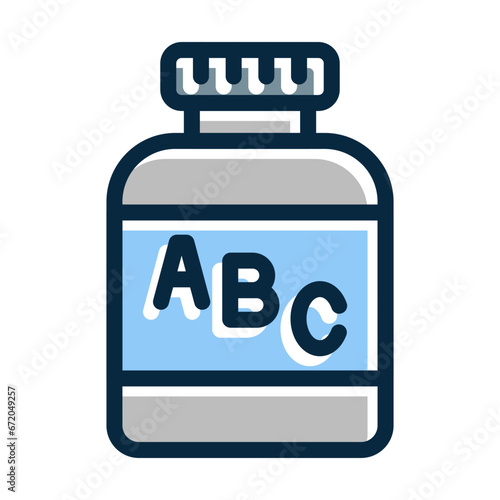 Multivitamin Vector Thick Line Filled Dark Colors