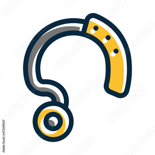 Hearing Aid Vector Thick Line Filled Dark Colors
