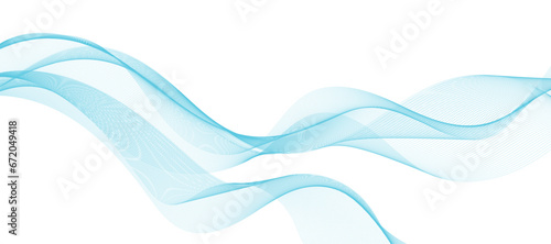 Modern vector background with blue smoky wavy lines. 