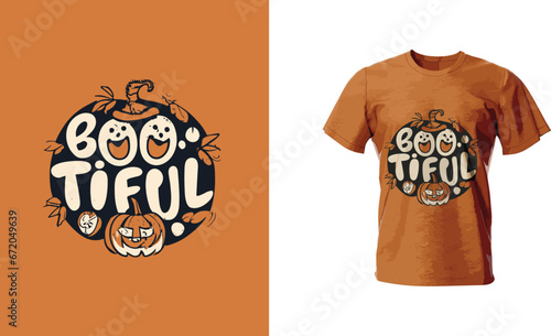 Spooky 'Boo tiful' Typography Vector T-Shirt Design