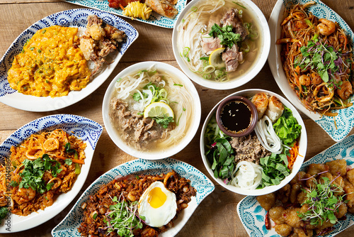 Fototapeta Naklejka Na Ścianę i Meble -  Various Southeast Asian food on the table