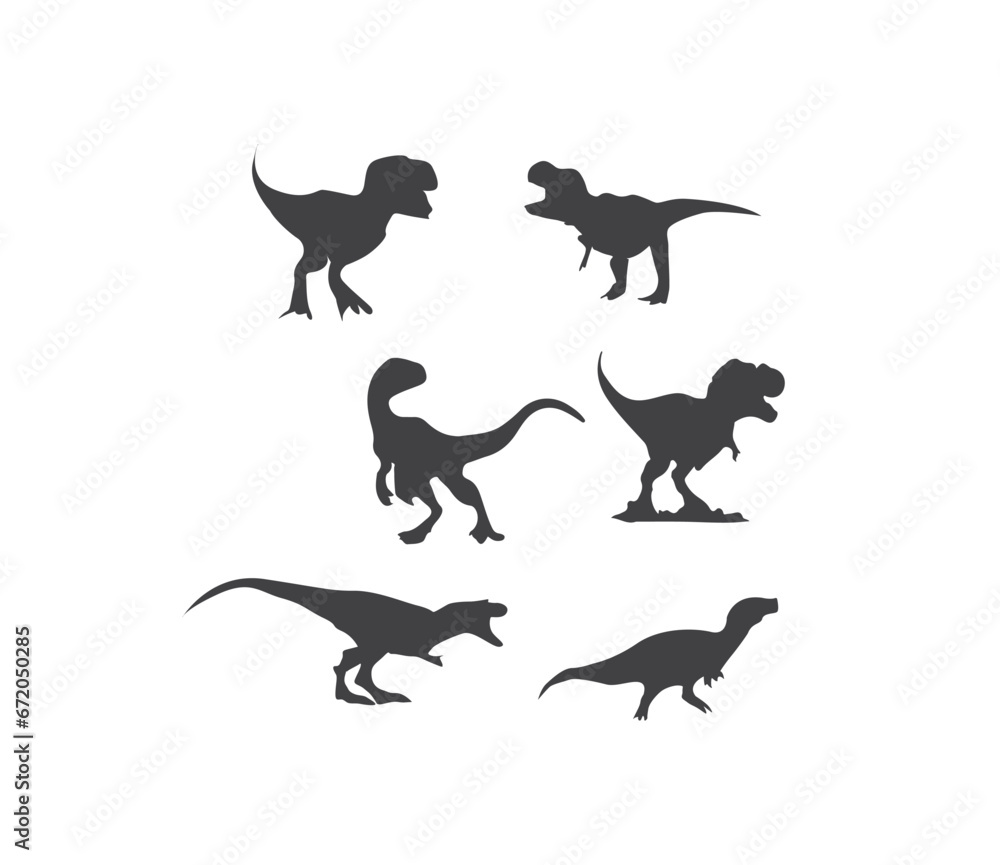 Naklejka premium vector set of dinosaurs silhouettes collection