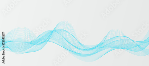 Modern vector background with blue smoky wavy lines. © VectorStockStuff
