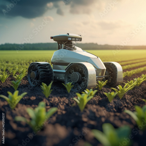 electric Agricultural machine working at the fields